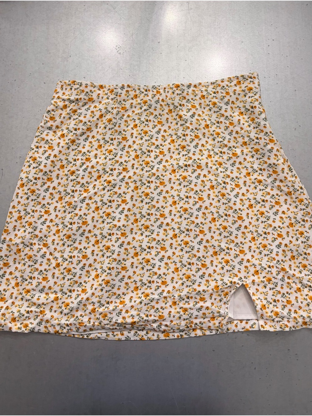 Hollister Cream Mini Skirt with Yellow Floral Print
